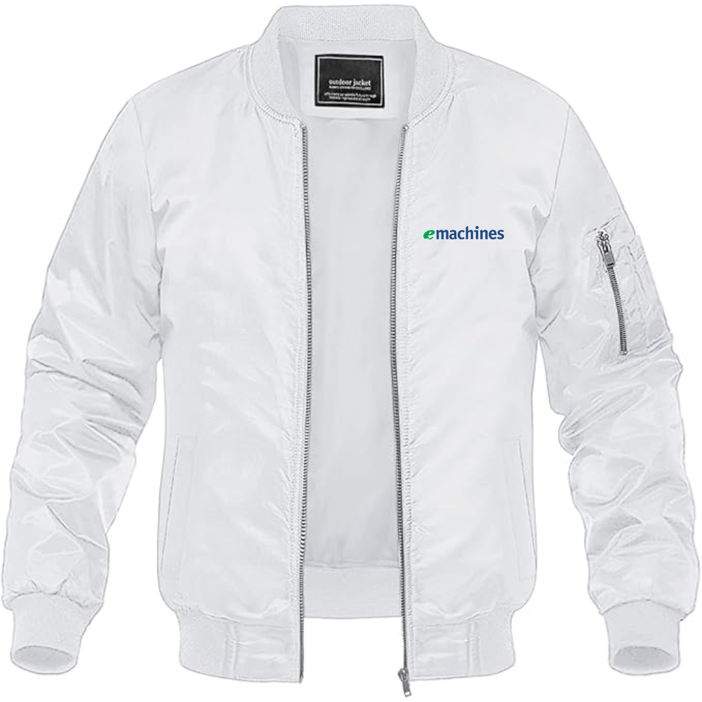 Men's eMachines Logo Lightweight Bomber Jacket Windbreaker Softshell Varsity Jacket Coat
