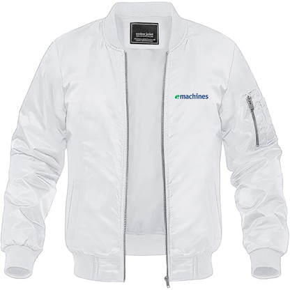 Men's eMachines Logo Lightweight Bomber Jacket Windbreaker Softshell Varsity Jacket Coat