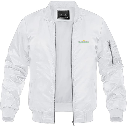 Men's Sesame Workshop Logo  Lightweight Bomber Jacket Windbreaker Softshell Varsity Jacket Coat