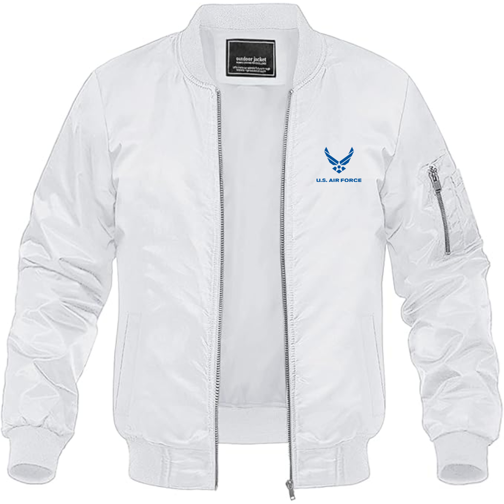 Men's US Airforce Logo Lightweight Bomber Jacket Windbreaker Softshell Varsity Jacket Coat