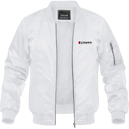 Men's Kingston Logo Lightweight Bomber Jacket Windbreaker Softshell Varsity Jacket Coat