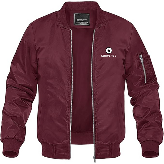 Men's Converse Logo Lightweight Bomber Jacket Windbreaker Softshell Varsity Jacket Coat