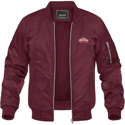 Men's Play Doh Logo Lightweight Bomber Jacket Windbreaker Softshell Varsity Jacket Coat