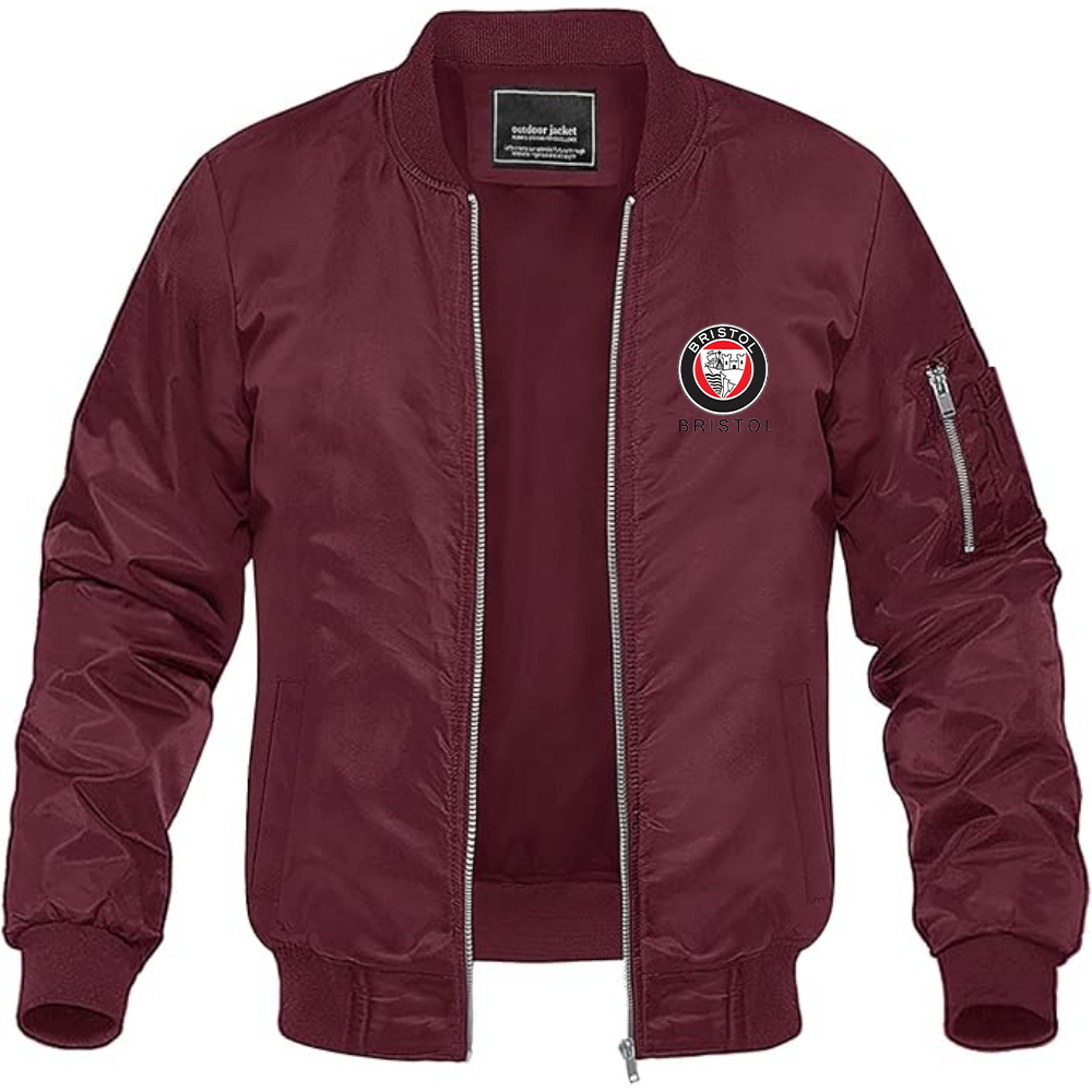 Men's Bristol Logo Lightweight Bomber Jacket Windbreaker Softshell Varsity Jacket Coat