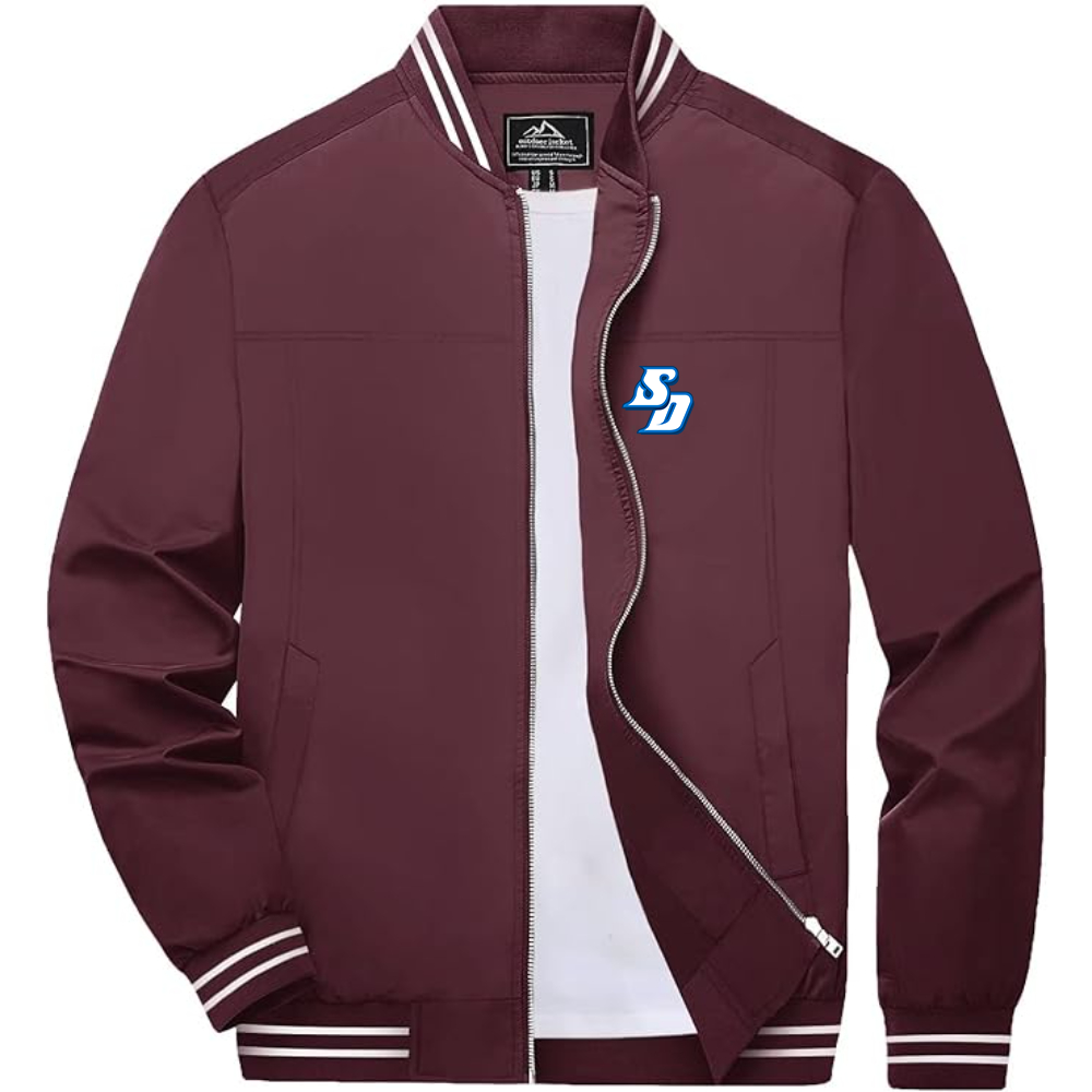 Men's San Diego Toreros Logo Lightweight Zip-Up Bomber Jacket with Ribbed Collar and Cuffs Versatile Casual Outerwear