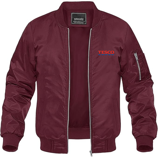 Men's Tesco Logo Lightweight Bomber Jacket Windbreaker Softshell Varsity Jacket Coat