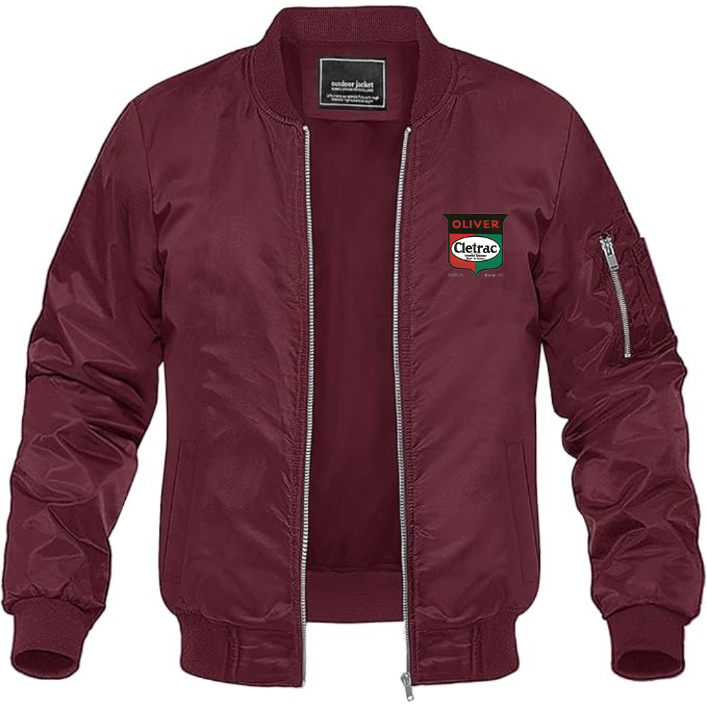 Men's Cletrac Logo Lightweight Bomber Jacket Windbreaker Softshell Varsity Jacket Coat