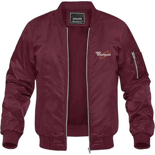 Men's Whirlpool Logo Lightweight Bomber Jacket Windbreaker Softshell Varsity Jacket Coat