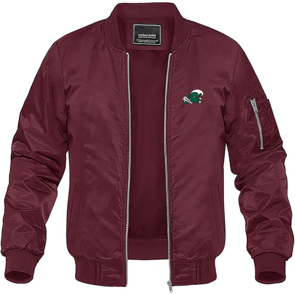 Men's Tulane Green Wave Logo Lightweight Bomber Jacket Windbreaker Softshell Varsity Jacket Coat