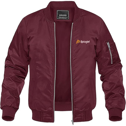 Men's SpiceJet Logo  Lightweight Bomber Jacket Windbreaker Softshell Varsity Jacket Coat