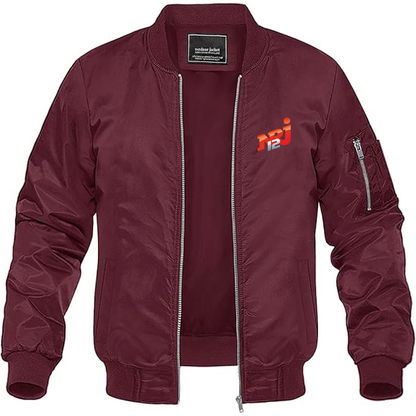 Men's NRJ 12 Logo  Lightweight Bomber Jacket Windbreaker Softshell Varsity Jacket Coat