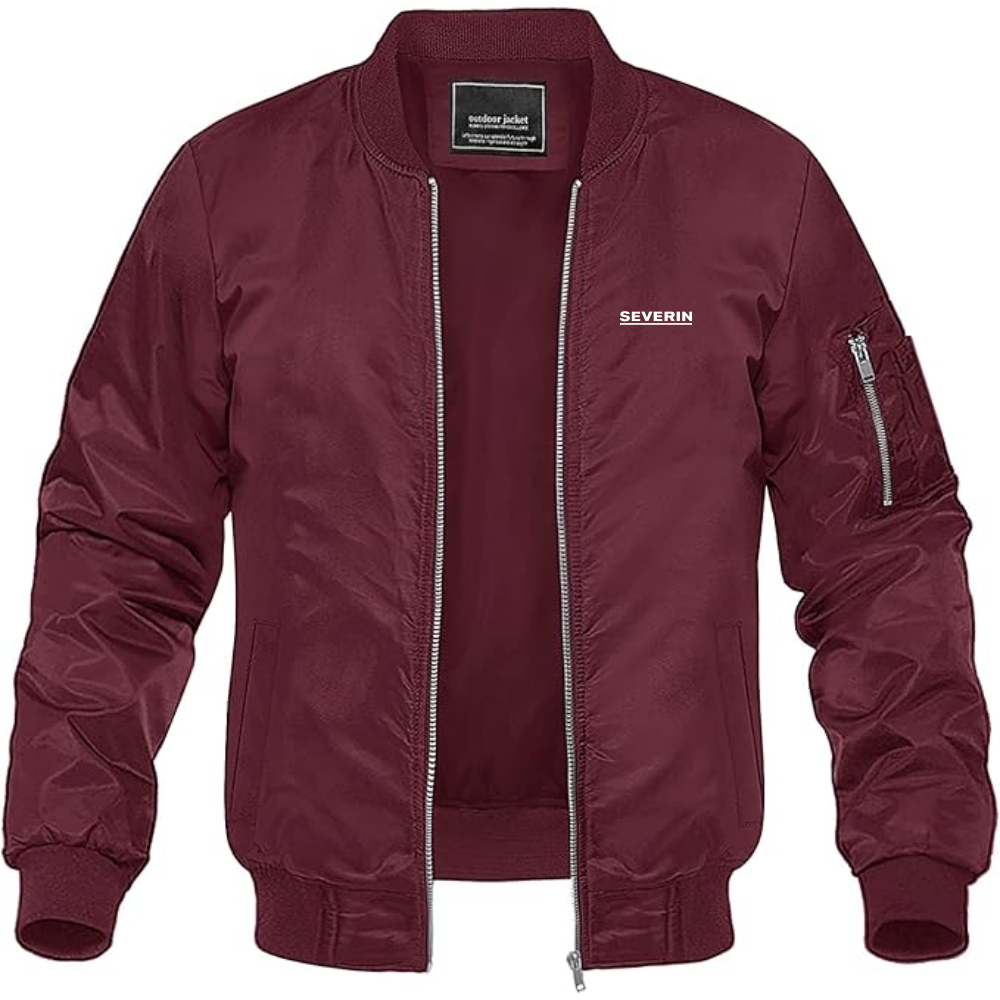 Men's Severin Logo Lightweight Bomber Jacket Windbreaker Softshell Varsity Jacket Coat