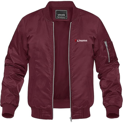 Men's Kingston Logo Lightweight Bomber Jacket Windbreaker Softshell Varsity Jacket Coat