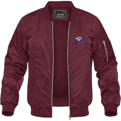 Men's Nintendo GameCube Logo Lightweight Bomber Jacket Windbreaker Softshell Varsity Jacket Coat