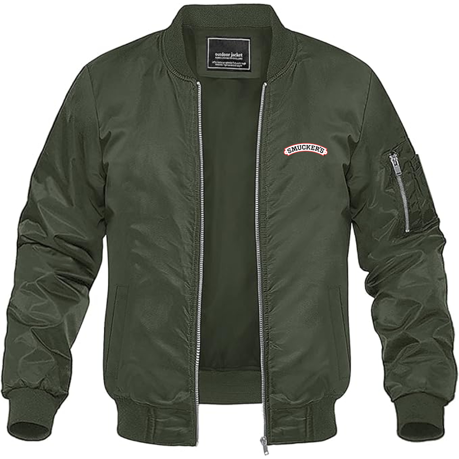Men's Smucker's Logo Lightweight Bomber Jacket Windbreaker Softshell Varsity Jacket Coat