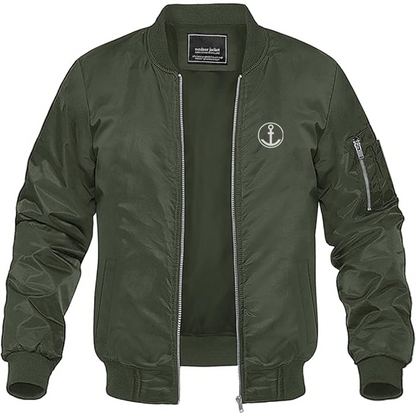 Men's Anker Logo Lightweight Bomber Jacket Windbreaker Softshell Varsity Jacket Coat