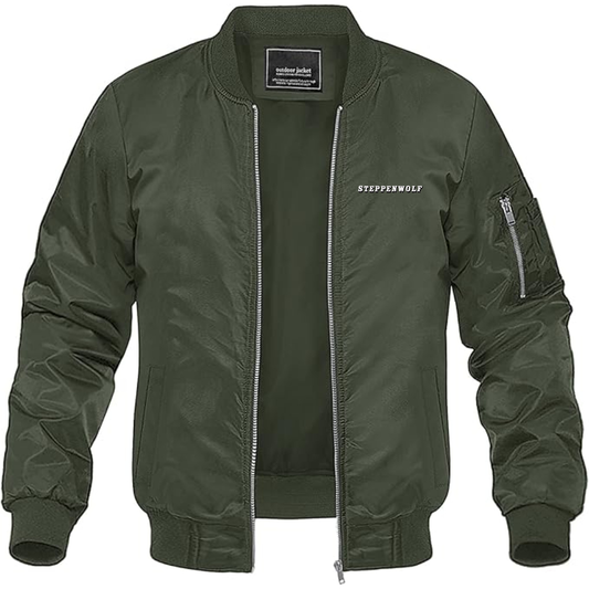 Men's  Steppenwolf Logo Lightweight Bomber Jacket Windbreaker Softshell Varsity Jacket Coat