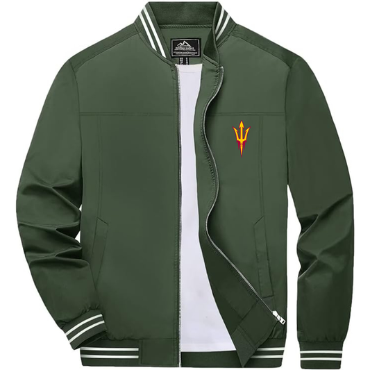 Arizona State Sun Devils  Lightweight Zip-Up Bomber Jacket with Ribbed Collar and Cuffs Versatile Casual Outerwear