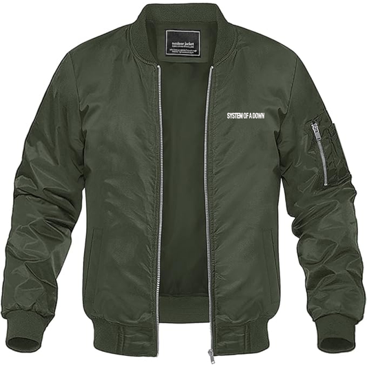 Men's System Of A Down Logo Lightweight Bomber Jacket Windbreaker Softshell Varsity Jacket Coat