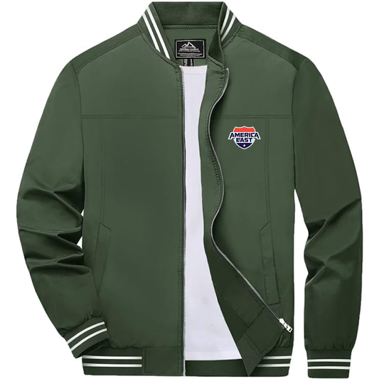 America East Conference Lightweight Zip-Up Bomber Jacket with Ribbed Collar and Cuffs Versatile Casual Outerwear