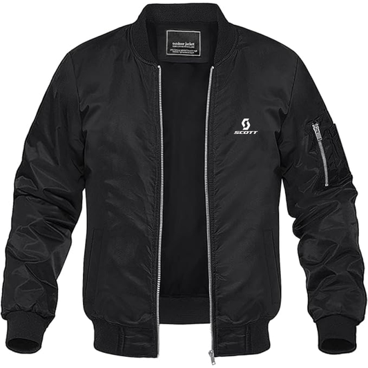 Men's Scott Logo Lightweight Bomber Jacket Windbreaker Softshell Varsity Jacket Coat