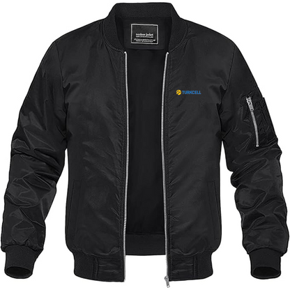 Men's TurkCell Logo Lightweight Bomber Jacket Windbreaker Softshell Varsity Jacket Coat