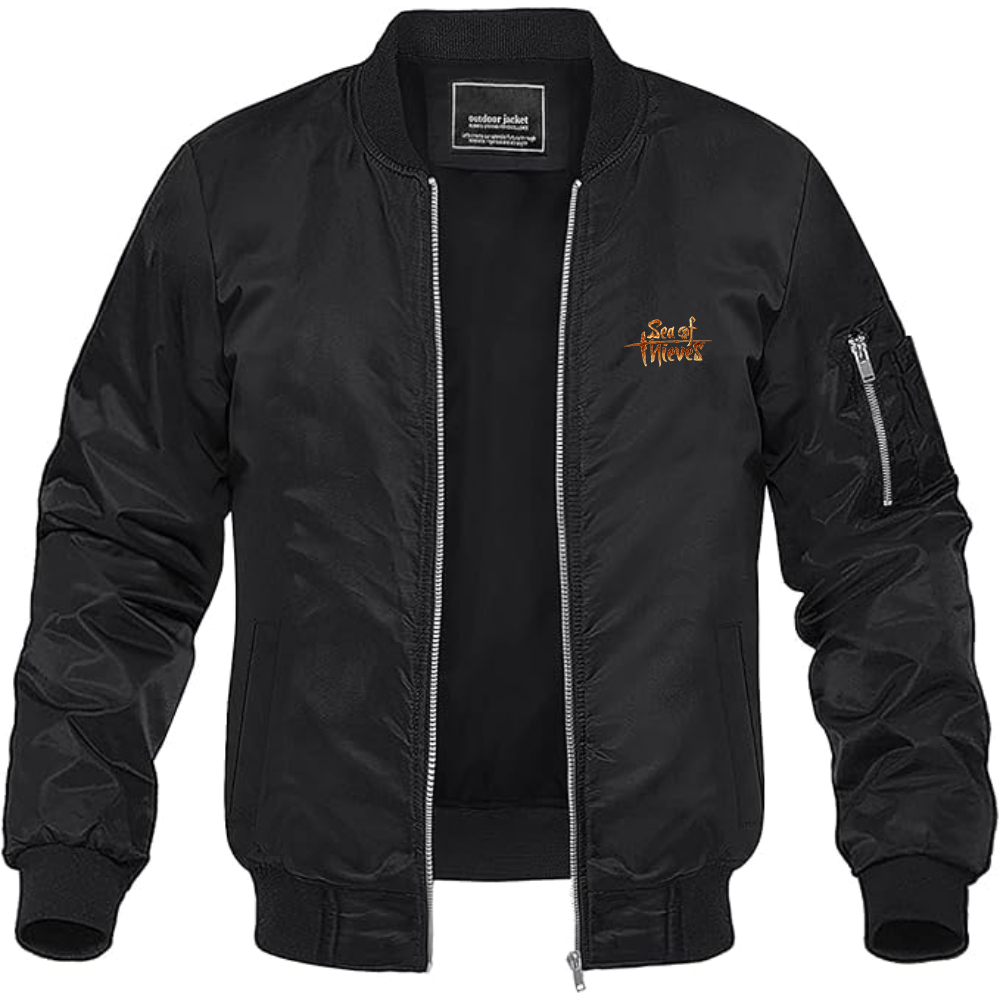 Men's Sea Of Thieves Logo Lightweight Bomber Jacket Windbreaker Softshell Varsity Jacket Coat
