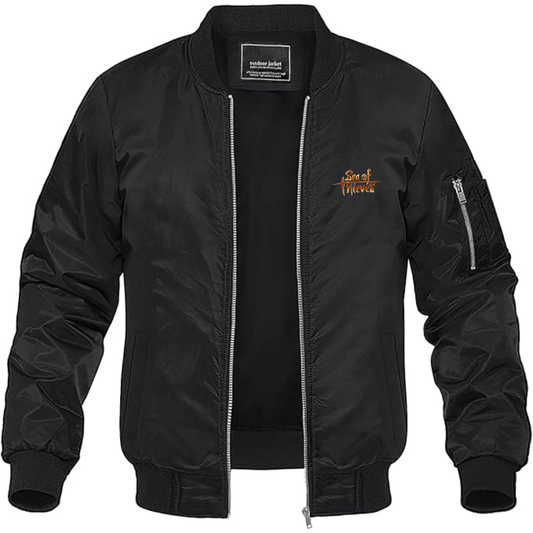Men's Sea Of Thieves Logo Lightweight Bomber Jacket Windbreaker Softshell Varsity Jacket Coat