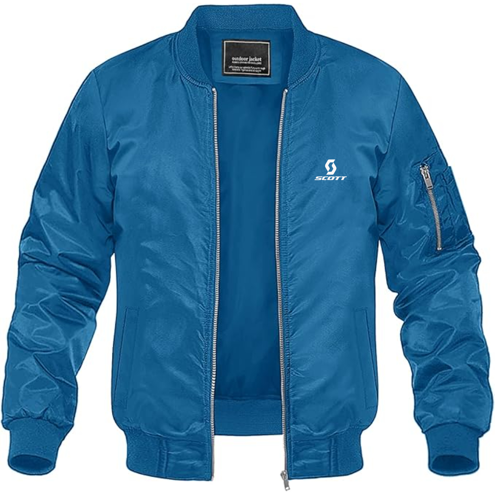 Men's Scott Logo Lightweight Bomber Jacket Windbreaker Softshell Varsity Jacket Coat