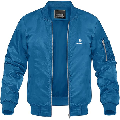 Men's Scott Logo Lightweight Bomber Jacket Windbreaker Softshell Varsity Jacket Coat