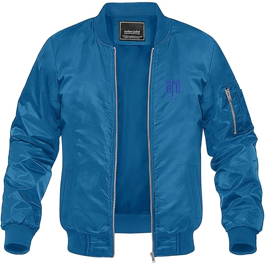 Men's ARO Logo Lightweight Bomber Jacket Windbreaker Softshell Varsity Jacket Coat