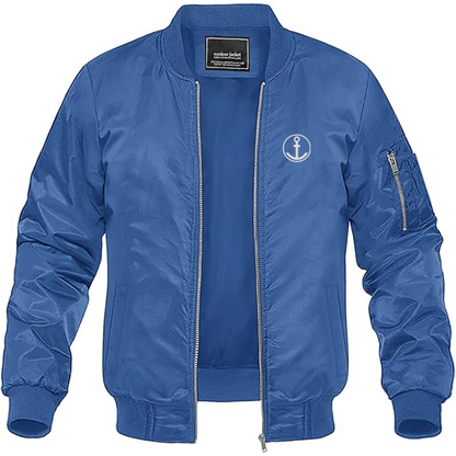 Men's Anker Logo Lightweight Bomber Jacket Windbreaker Softshell Varsity Jacket Coat