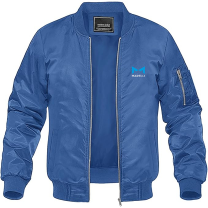 Men's Magneti-Marelli Logo Lightweight Bomber Jacket Windbreaker Softshell Varsity Jacket Coat
