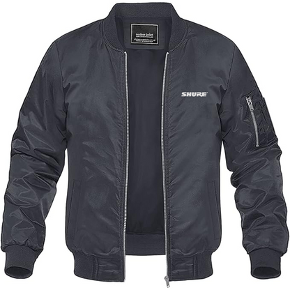 Men's Shure Logo Lightweight Bomber Jacket Windbreaker Softshell Varsity Jacket Coat