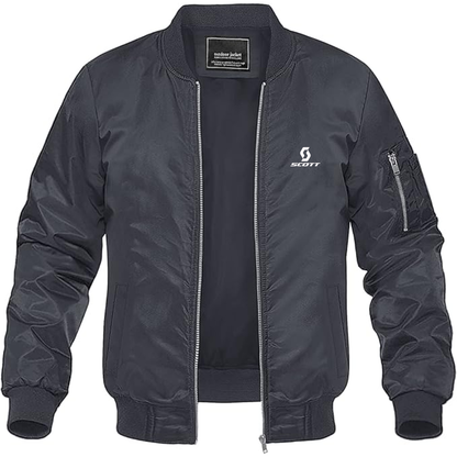 Men's Scott Logo Lightweight Bomber Jacket Windbreaker Softshell Varsity Jacket Coat