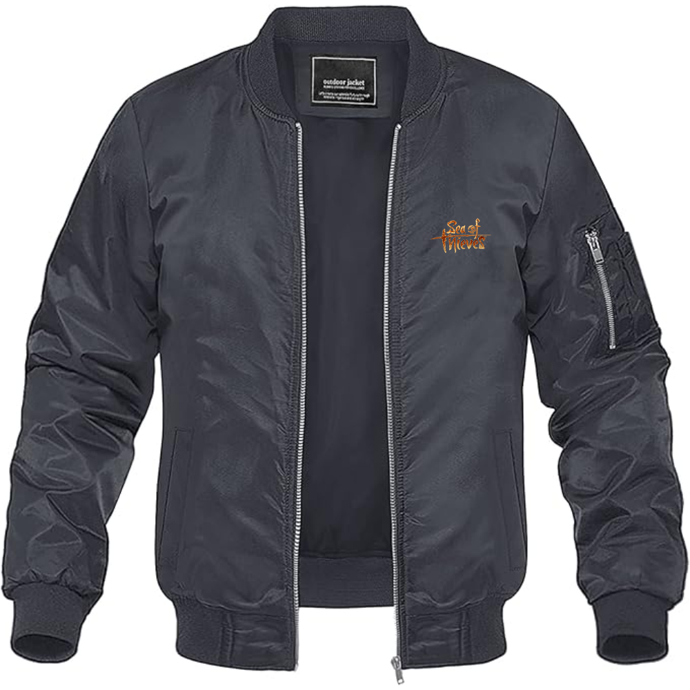 Men's Sea Of Thieves Logo Lightweight Bomber Jacket Windbreaker Softshell Varsity Jacket Coat