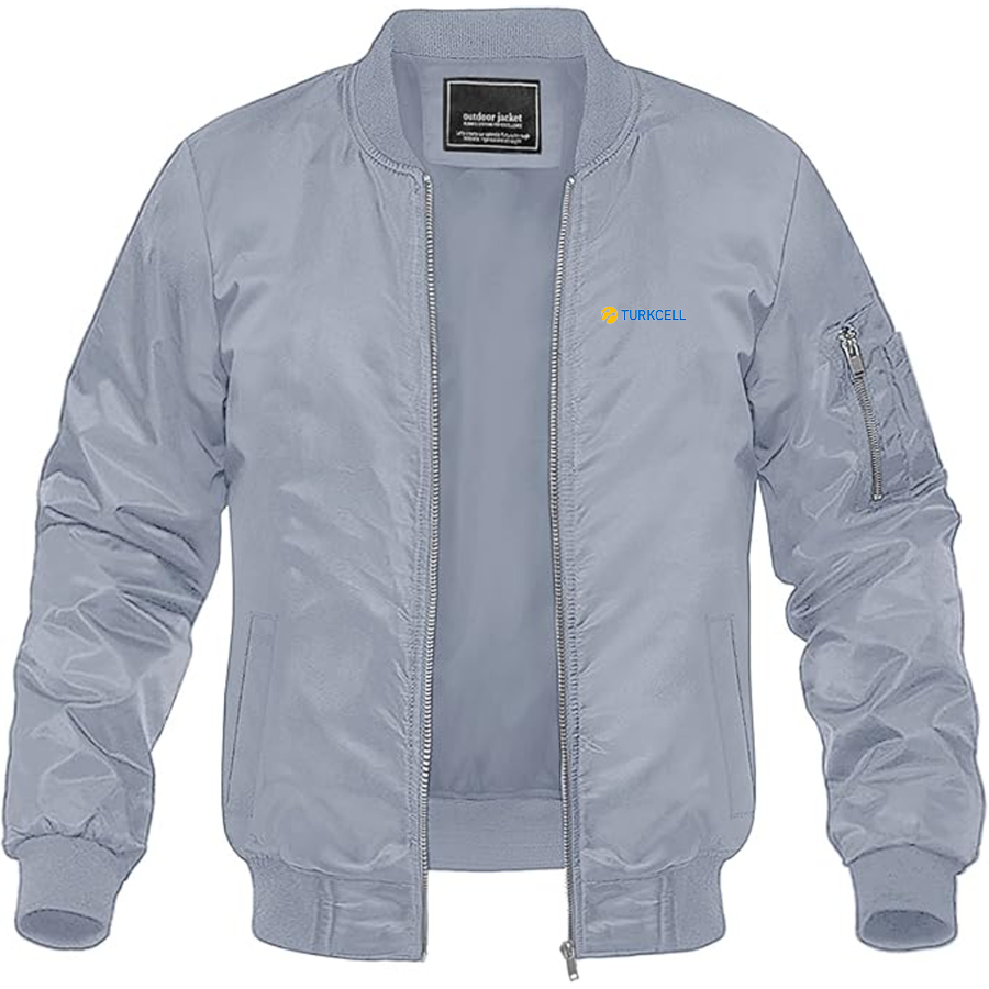 Men's TurkCell Logo Lightweight Bomber Jacket Windbreaker Softshell Varsity Jacket Coat
