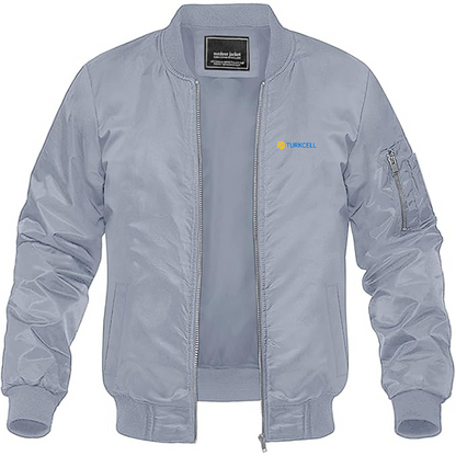 Men's TurkCell Logo Lightweight Bomber Jacket Windbreaker Softshell Varsity Jacket Coat