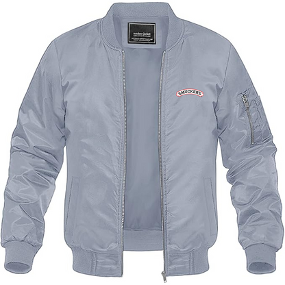 Men's Smucker's Logo Lightweight Bomber Jacket Windbreaker Softshell Varsity Jacket Coat