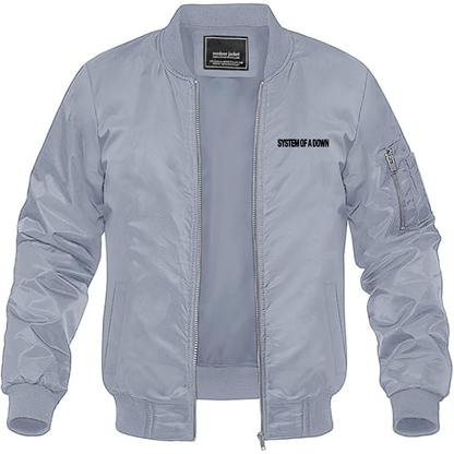 Men's System Of A Down Logo Lightweight Bomber Jacket Windbreaker Softshell Varsity Jacket Coat