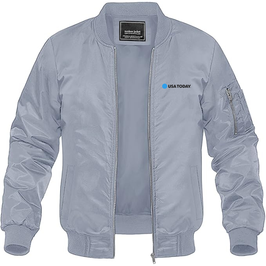 Men's USA Today Logo Lightweight Bomber Jacket Windbreaker Softshell Varsity Jacket Coat