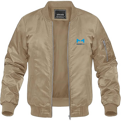 Men's Magneti-Marelli Logo Lightweight Bomber Jacket Windbreaker Softshell Varsity Jacket Coat