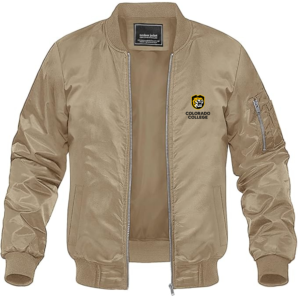 Men's  Colorado College Tigers Lightweight Bomber Jacket Windbreaker Softshell Varsity Jacket Coat