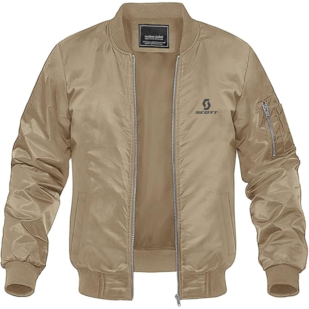 Men's Scott Logo Lightweight Bomber Jacket Windbreaker Softshell Varsity Jacket Coat