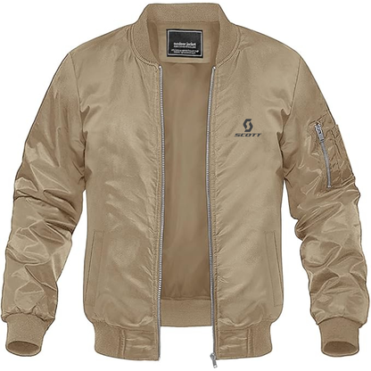 Men's Scott Logo Lightweight Bomber Jacket Windbreaker Softshell Varsity Jacket Coat