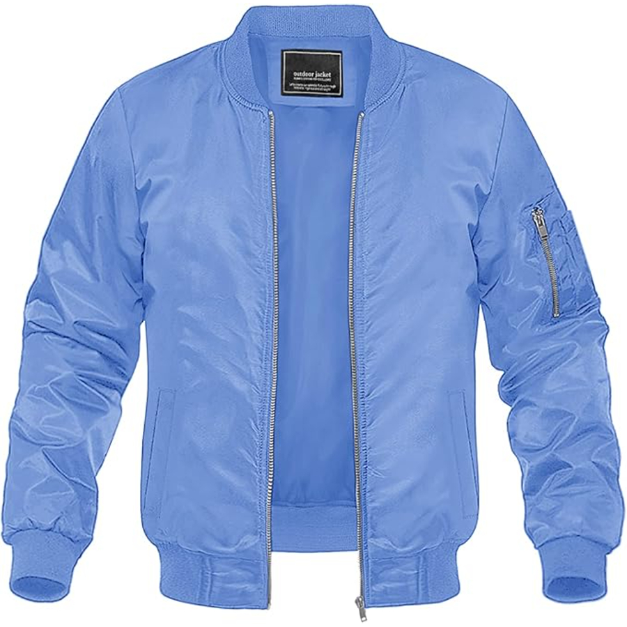 Men's Maxell Logo Lightweight Bomber Jacket Windbreaker Softshell Varsity Jacket Coat