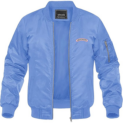 Men's Smucker's Logo Lightweight Bomber Jacket Windbreaker Softshell Varsity Jacket Coat