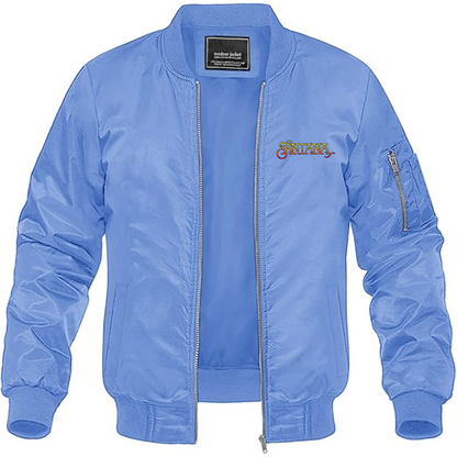 Men's Santana Logo Lightweight Bomber Jacket Windbreaker Softshell Varsity Jacket Coat