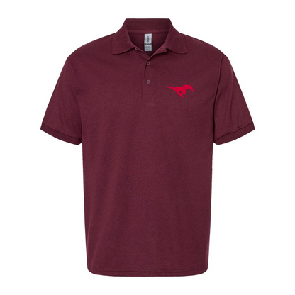 Men's SMU Mustangs Logo Gildan Dry Blend Jersey Polo