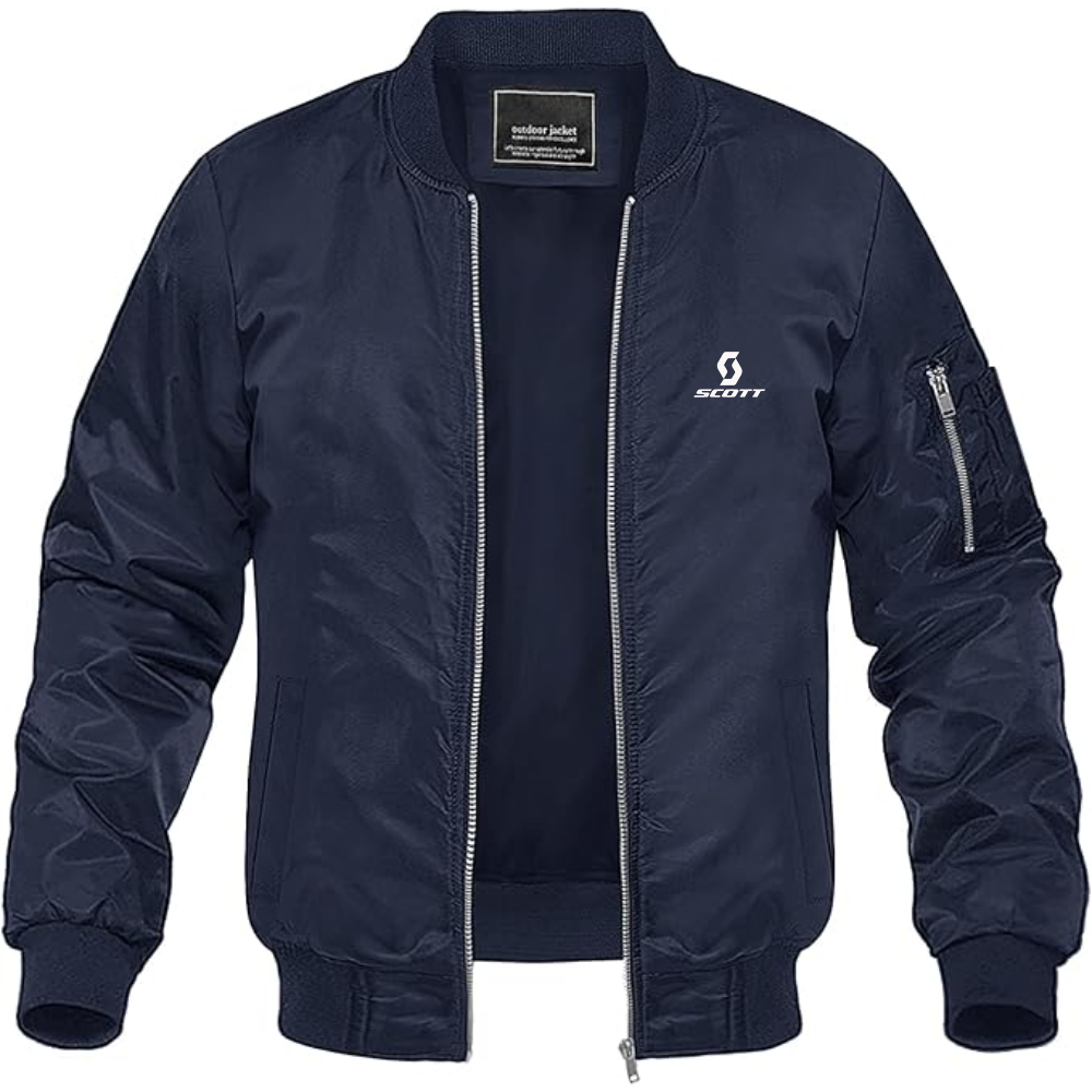 Men's Scott Logo Lightweight Bomber Jacket Windbreaker Softshell Varsity Jacket Coat